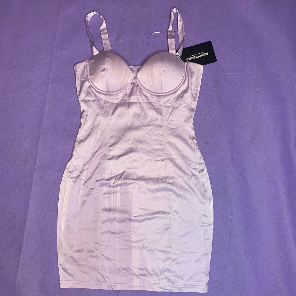 Lavender satin mini dress
